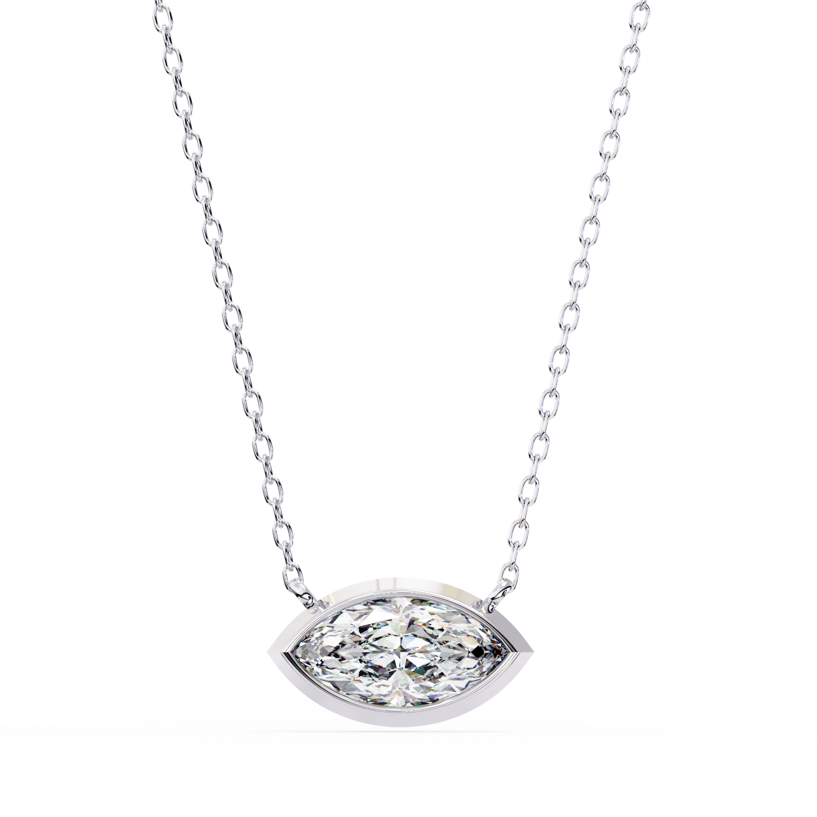 Marquise Diamond Bezel Pendant Necklace