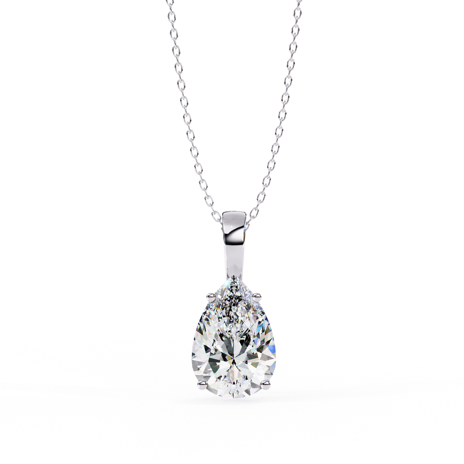 Pear-Cut Diamond Solitaire Pendant Necklace